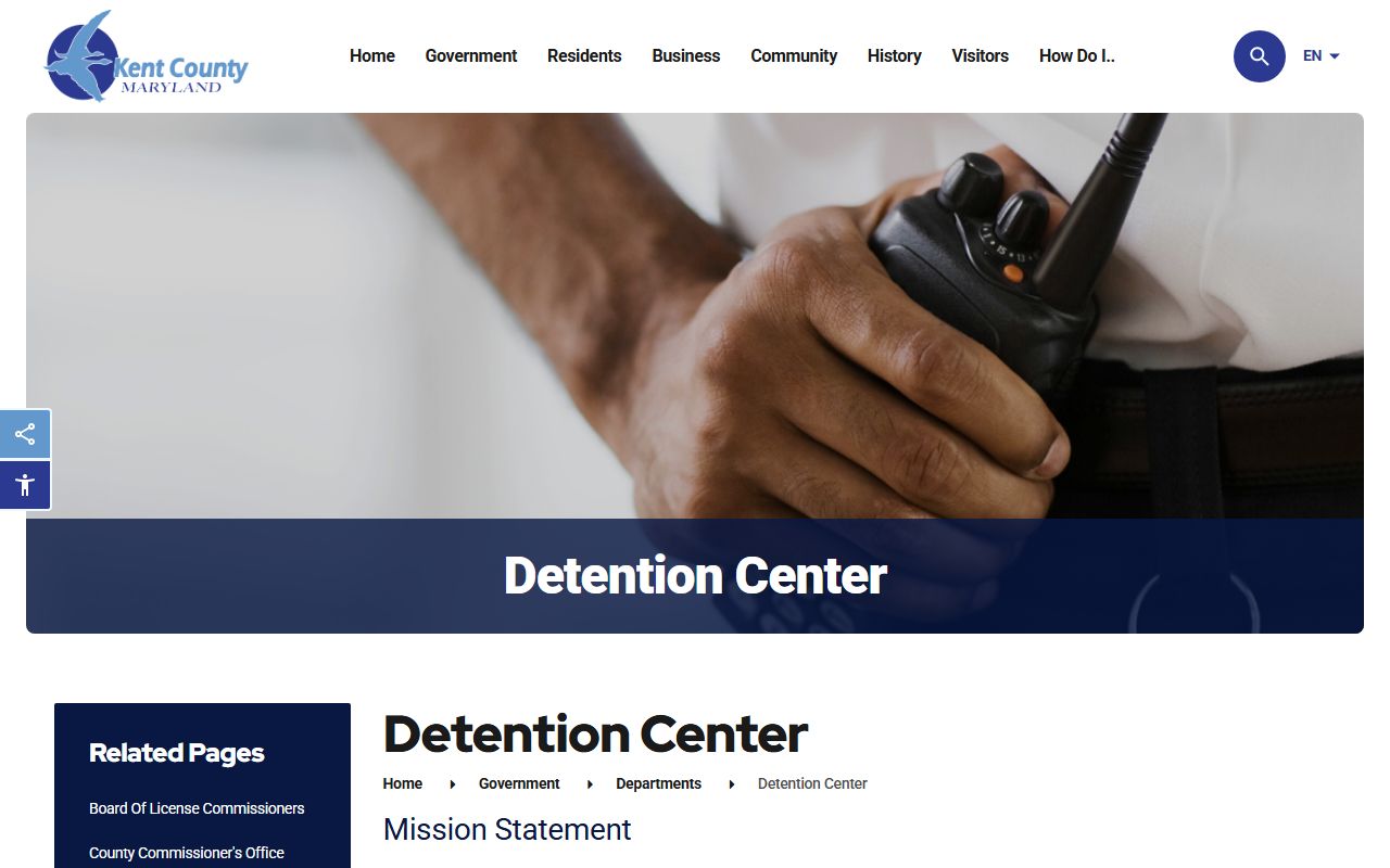 Kent County Detention Center inmate population and custody information page